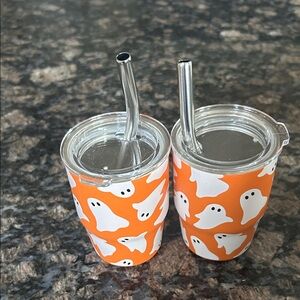 ASHLAND 3OZ MINI ORANGE GHOST STAINLESS STEEL TUMBLER LOT OF 2 NWT